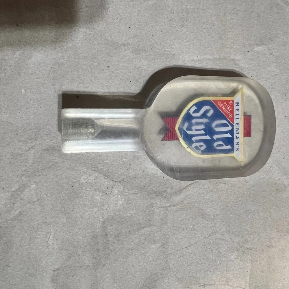 Heileman‎ Old Style Tap Handle Clear Acrylic Shield Logo Vintage Shorty Beer